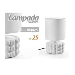 Trade Shop - Lampada Abat Jour Tavolo Comodino E14 Base Ceramica Rilievo Lux 25 X 15cm 837418 -