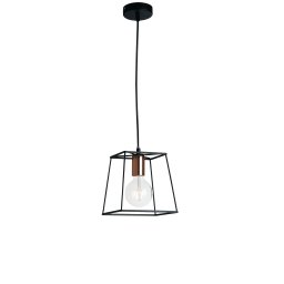 Lampadario a sospensione Nera/Rame 1Xe27 22X22X120Cm