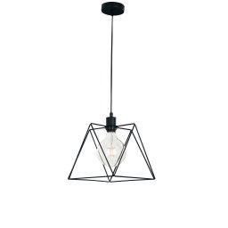 Lampadario a sospensione Poligonale Nera 1Xe27 25X25X130Cm