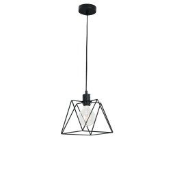 Lampadario a sospensione Poligonale Nera 1Xe27 20X20X120Cm