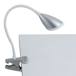 Lampada da tavolo Led in metallo con pinza e diffusore flessibile ARGENTO 3,7W 450Lm 4000K 9,5X6,5X33Cm