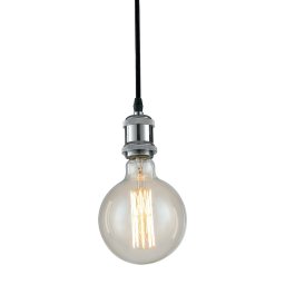 Sospensione cavo in tessuto con ampada in alluminio 1XE27 Cromo 126Cm