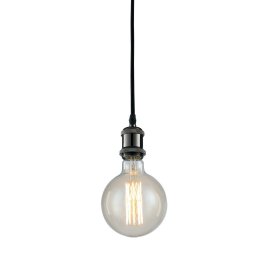 Sospensione cavo in tessuto con ampada in alluminio 1XE27 Nero 126Cm