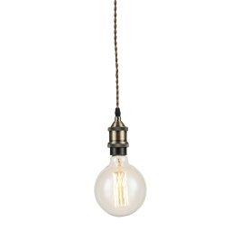 Sospensione cavo in tessuto con ampada in alluminio 1XE27 Rame 126Cm