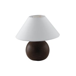 Lampada da tavolo in ceramica Effetto Legno scuro e paralume in tessuto Bianco 1Xe14 23X23Cm