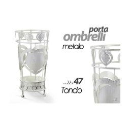 Trade Shop - Porta Ombrelli Con Cuore Anticato Design Tondo Bianco 22x47cm In Metallo 657801 -