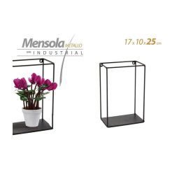 Trade Shop - Mensola Bacheca Parete Rettangolare In Metallo 17x10x25cm Nero Industrial 822179 -