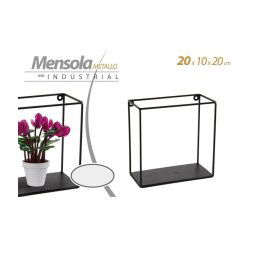 Trade Shop - Mensola Quadrata Bacheca Parete Metallo Nero 20x10x20cm Serie Industrial 822230 -