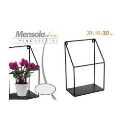 Trade Shop - Mensola Bacheca Parete Metallo Classico Moderno Industrial 20x10x30cm Nero 822247 -