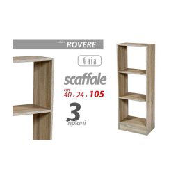 Trade Shop - Libreria Scaffale 3 Ripiani 105x40x24 Cm Mensole In Legno Rovere Moderno 769672 -