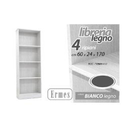 Trade Shop - Libreria Moderna Scaffale 4 Ripiani 170x60x24cm Mobile Ermes Legno Bianco 715600 -