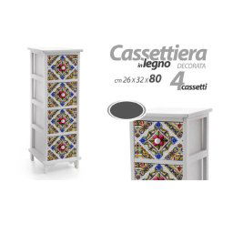 Trade Shop - Cassettiera Legno 4 Cassetti Slim Salvaspazio Salotto Camera 80x26x32 Cm 829406 -