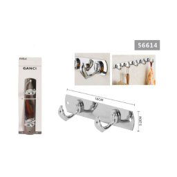 Trade Shop - Appendino Porta Asciugamani A 2 Ganci Forma Delfino Parete Bagno 18x3.2cm 56614 -