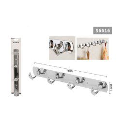 Trade Shop - Appendino A 4 Ganci Forma Delfino Porta Asciugamani Parete Bagno 28x3.2 Cm 56616 -