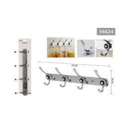 Trade Shop - Appendino A 4 Ganci Appendi Abiti Asciugamano Bagno Fiore Diamante 35x10cm 56624 -