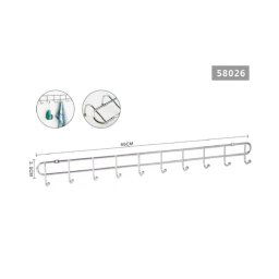 Trade Shop - Appendiabiti A 10 Ganci Posti Attaccapanni A Parete 60x3,5 Cm Bagno Cucina 58026 -