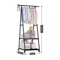 Trade Shop - Stand Appendiabiti Attaccapanni In Legno Mdf E Metallo Camera Da Letto Nero -