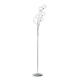 Piantana in metallo Cromo e vetro 5Xg9 36X150Cm