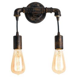 Applique a doppia luce in metallo invecchiato Ruggine 2Xe27 23X8,3X26Cm