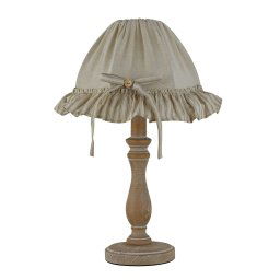 Lampada da tavolo in legno naturale e paralume in tessuto sabbia 1Xe14 22X41Cm