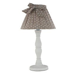 Lampada da tavolo in legno naturale e paralume in tessuto tortora 1Xe14 22X41Cm