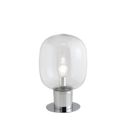 Lampada da tavolo in metallo e vetro soffiato Cromo 1Xe27 18X18X30Cm