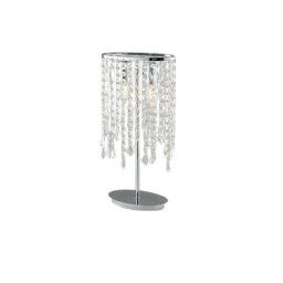 Lampada da tavolo Oro in metallo e cristalli Cromo 2Xe14 25,5X44,5Cm