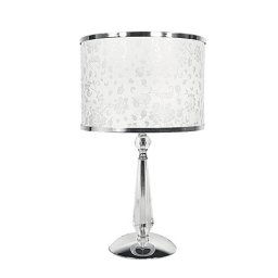 Lampada da tavolo in metallo, cristalli e tessuto decorato Cromo 1Xe27 35X62Cm