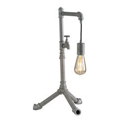 Lampada da tavolo in metallo invecchiato Zincato 1Xe27 41X30X61Cm