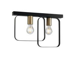 Plafoniera Nera Oro 2Xe27 41,5X5X27Cm