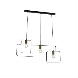 Lampadario a sospensione Nera Oro 3Xe27 88,5X150X64,5Cm