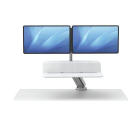 Fellowes Postazione Sit-Stand Lotus RT Doppia - Ampia Superficie - Include Braccio per Monitor - Robusto Piano in Legno - Colore Bianco