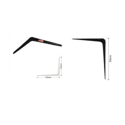 Trade Shop - Set 2 Pz Reggimensola Supporto Staffa Triangolo Mensola Metallo 30 Cm Nero 91273 -
