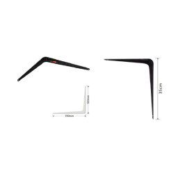 Trade Shop - Set 2 Pz Reggimensola Supporto Staffa Triangolo Mensola Metallo 35 Cm Nero 91274 -