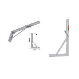 Trade Shop - Reggimensola Supporto Staffa Metallo Pieghevole Regolabile 30x15cm Bianco 91289 -