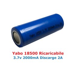 Batteria a Litio 18500 HQ Alta qualità 3.7V 2Ah 2000mhA Max Disc 2A Flat