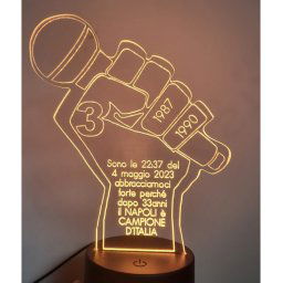 Trade Shop - Lampada 3d Celebrativa Con Colori Rgb Napoli 3 Scudetto Campioni D'italia Design -