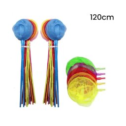 Trade Shop - Retino Rete Pesca Farfalle 120cm Con Bastone Bambù Colorato Gioco Bambini 614464 -
