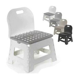 Trade Shop - Sgabello Multiuso Salvaspazio Pieghevole Sedia Con Schienale Colori Assortiti -