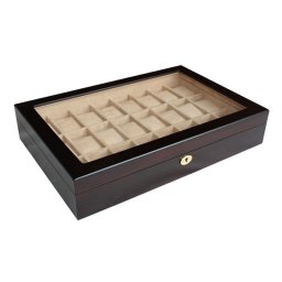 Vetrina 24 orologi in legno mogano
