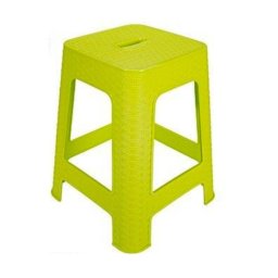 Trade Shop - Sgabello In Plastica Rattan Verde H 45,5 Cm Sedia Complemento D'arredo Per Casa -
