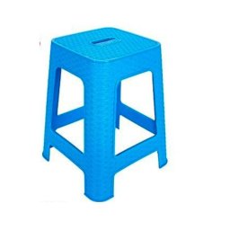 Trade Shop - Sgabello In Plastica Rattan Azzurro H 45,5 Cm Sedia Complemento D'arredo Casa -