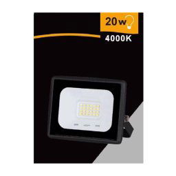 Trade Shop - Faretto Led Faro 20 Watt 1800 Lm Ip65 Nero Luce Fredda Calda Naturale Ek02-20w-n - -bianco Naturale -