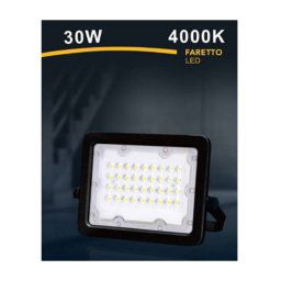 Trade Shop - Faro Faretto Led Proiettore Esterno Nero 30w Ip65 Luce 6500k 4000k 3000k Fs30w-n - -bianco Naturale -