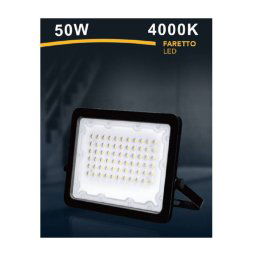 Trade Shop - Faro Led 50 W Faretto Ultra Slim Nero Esterno Luce Naturale Calda Fredda Fs50w-n - -bianco Naturale -