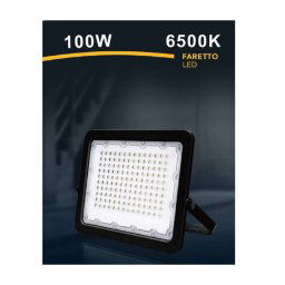 Trade Shop - Faro Led 100w Faretto Ultra Slim Esterno Nero Ip65 Luce 6500k 4000k 3000k Fs100w-n - -bianco Freddo -