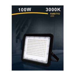 Trade Shop - Faro Led 100w Faretto Ultra Slim Esterno Nero Ip65 Luce 6500k 4000k 3000k Fs100w-n - -bianco Caldo -