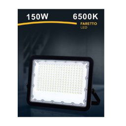 Trade Shop - Faro Led 150 Watt Proiettore Esterno Ip65 Nero Luce 3000k 6500k 4000k Fs150w-n - -bianco Freddo -