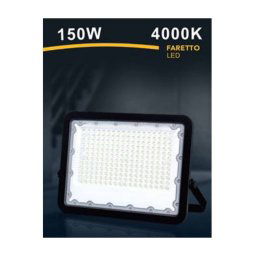 Trade Shop - Faro Led 150 Watt Proiettore Esterno Ip65 Nero Luce 3000k 6500k 4000k Fs150w-n - -bianco Naturale -
