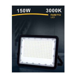 Trade Shop - Faro Led 150 Watt Proiettore Esterno Ip65 Nero Luce 3000k 6500k 4000k Fs150w-n - -bianco Caldo -